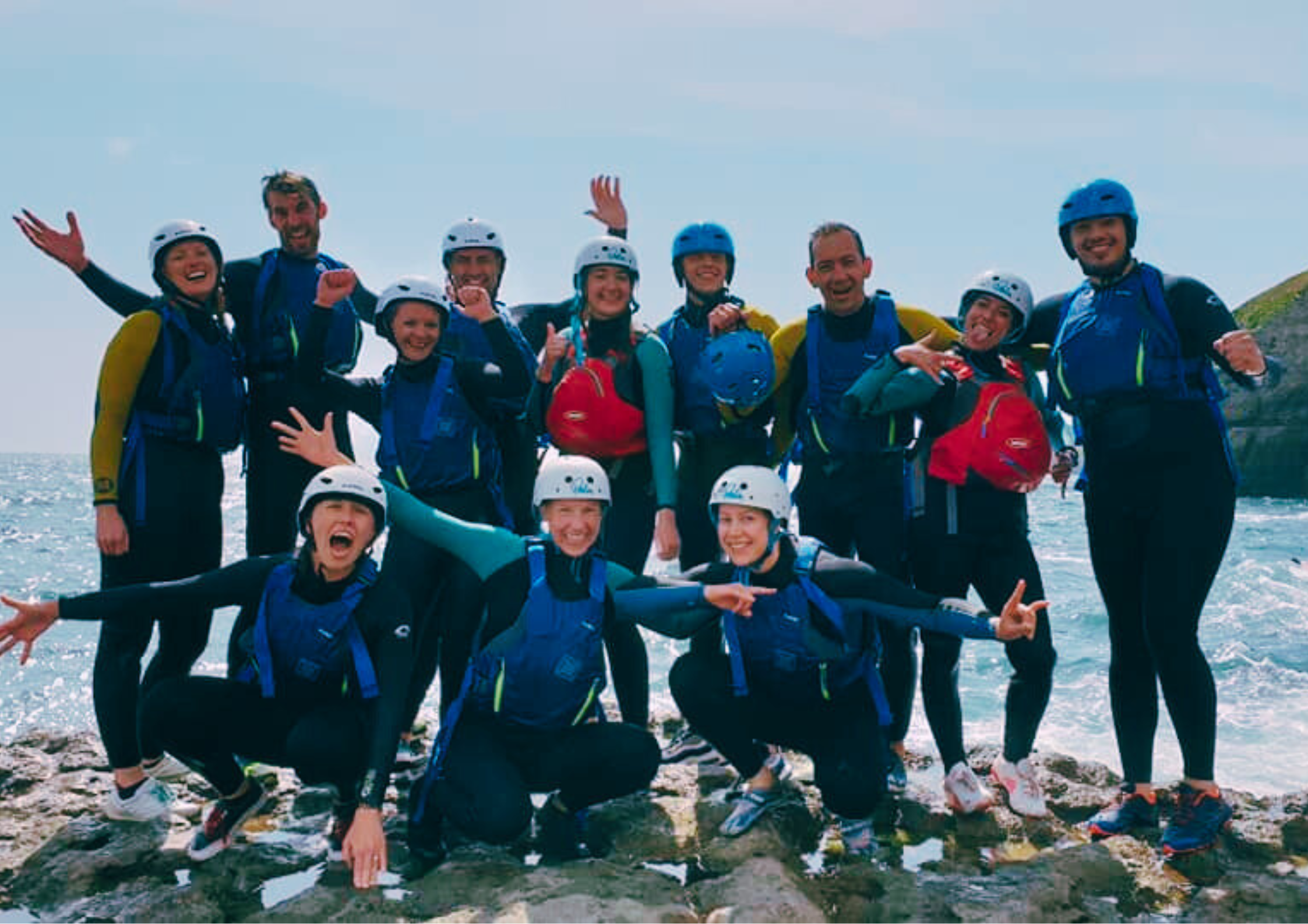 team building ideas for corporate events — group coasteering activity